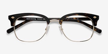  Dark Tortoise  Japan Morning -  Designer Acetate, Metal Eyeglasses