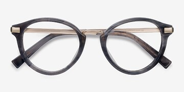 Dark Gray Yuke -  Designer Acetate, Metal Eyeglasses