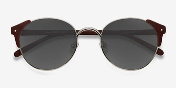 Silver Burgundy Miaou -  Vintage Plastic Sunglasses