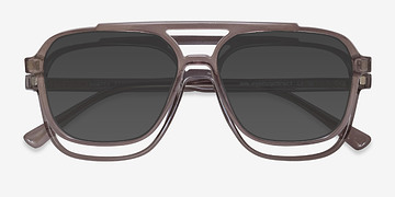 Gray Hooper Clip-On -  Plastic Eyeglasses