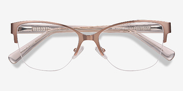 Rose Gold Feline -  Vintage Acetate, Metal Eyeglasses