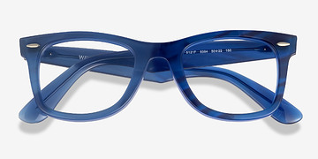 Photo Striped Blue Ray-Ban RB5121F Wayfarer Change -  Acetate Eyeglasses