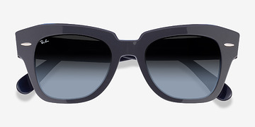 Gray On Transparent Blue Ray-Ban State Street -  Acetate Sunglasses