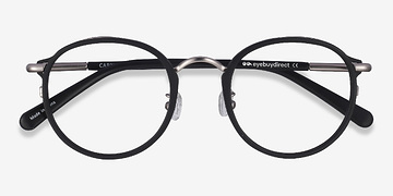 Matte Black Carnival -  Vintage Acetate, Metal Eyeglasses