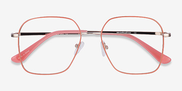 Coral & Gold Arty -  Vintage Metal Eyeglasses