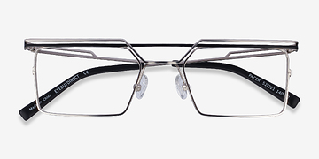 Silver Black Pacer -  Metal Eyeglasses