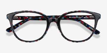Black Floral Pixels -  Fashion Acetate Eyeglasses