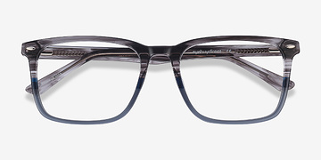 Gray Striped Tactician -  Acetate Eyeglasses