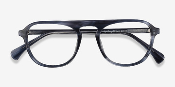 Gray Striped Ida -  Vintage Acetate Eyeglasses