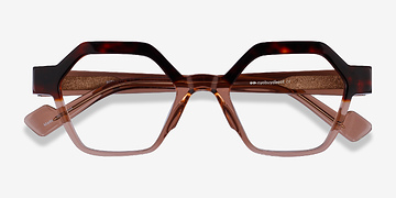 Tortoise Clear Brown Hexed -  Acetate Eyeglasses