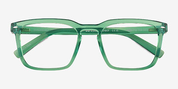 Clear Green Cloudburst -  Plastic Eyeglasses