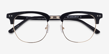 Black Borderline -  Vintage Acetate, Metal Eyeglasses