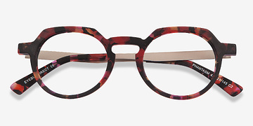 Speckled rose Phantasm -  Vintage Acetate, Metal Eyeglasses