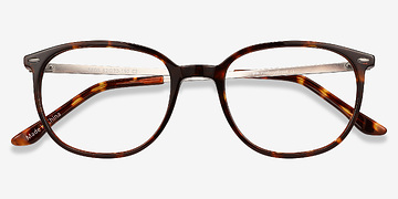 Tortoise Eros -  Lightweight Acetate, Metal Eyeglasses