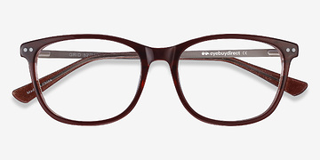 Brown Grid -  Lightweight Acetate, Metal Eyeglasses