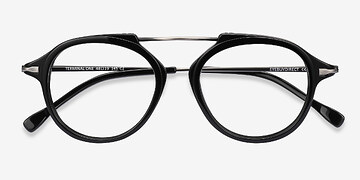 Black Gunmetal Terminal One -  Acetate, Metal Eyeglasses