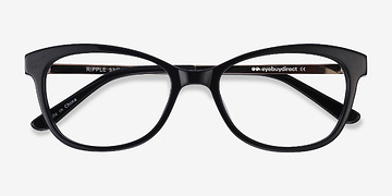 Black Ripple -  Vintage Acetate, Metal Eyeglasses