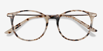 Ivory Tortoise Quill -  Vintage Acetate, Metal Eyeglasses