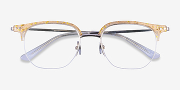Clear Yellow Silver Witty -  Metal Eyeglasses