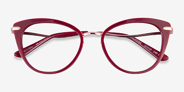 Burgundy Rose Gold Dauphine -  Metal Eyeglasses