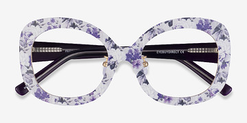 Purple Floral Paeonia -  Metal Eyeglasses