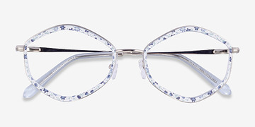 Blue Floral Folium -  Metal Eyeglasses