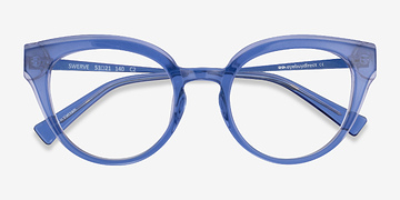 Clear Blue Swerve -  Metal Eyeglasses