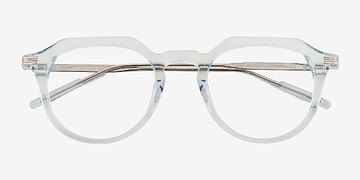 Clear Blue Silver Chisle -  Metal Eyeglasses