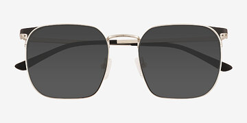 Shiny Silver Black Grey -  Metal Sunglasses