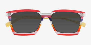 Striped Rainbow Own It -  Plastic Sunglasses