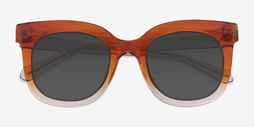 Orange Brown Paley -  Plastic Sunglasses