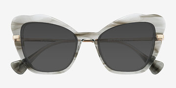 Striped Gray Glasswing -  Metal Sunglasses