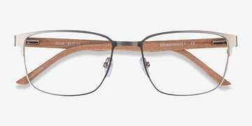 Matte Silver Silva -  Mixed Wood Eyeglasses