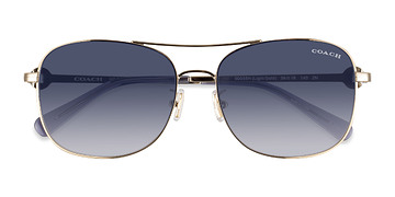 Shiny Light Gold Coach HC7127 C6177 -  Metal Sunglasses