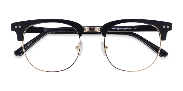 Black Borderline -  Vintage Acetate, Metal Eyeglasses